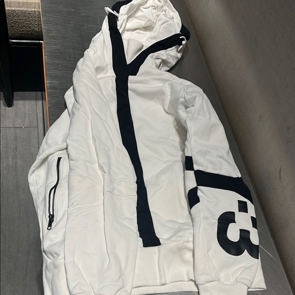 White and Black Hoodie with Logo